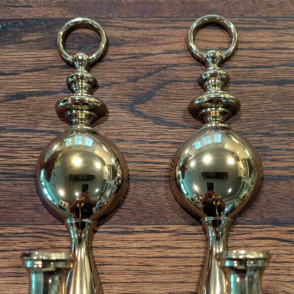 Vtg Pair Of Syroco 4189 Homco Gold Tone Wall Sconces Candle Holders - Picture 3 of 10